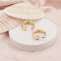 Reoxvo 14K Gold Plated Duet Split Hoop Earrings for Women 30mm