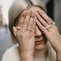 Reoxvo Freshwater Elastic Pearl Rings