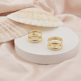 Reoxvo 14K Gold Plated Chunky Split Duet Rings for Women Size 5-9