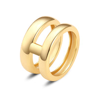 Reoxvo 14K Gold Plated Chunky Split Duet Rings for Women Size 5-9