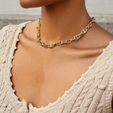 Reoxvo 14K Gold Plated Mariner Chain Chunky Necklaces for Women