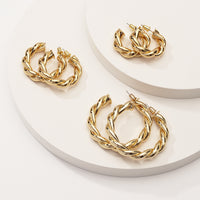 Reoxvo 14K Gold Plated Chunky Twisted Hoop Earrings for Women 30mm-50mm