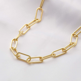 Reoxvo 14K Gold Plated Paperclip Chain Chunky Necklaces for Women 16+2 inch