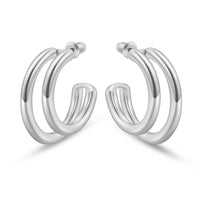 Reoxvo 14K Gold Plated Duet Split Hoop Earrings for Women 30mm