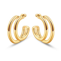 Reoxvo 14K Gold Plated Duet Split Hoop Earrings for Women 30mm