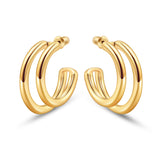 Reoxvo 14K Gold Plated Duet Split Hoop Earrings for Women 30mm